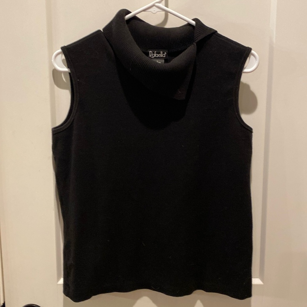 Rafaella Ladies Knit‎ Tank w/Collar.  Black.  Size Large.